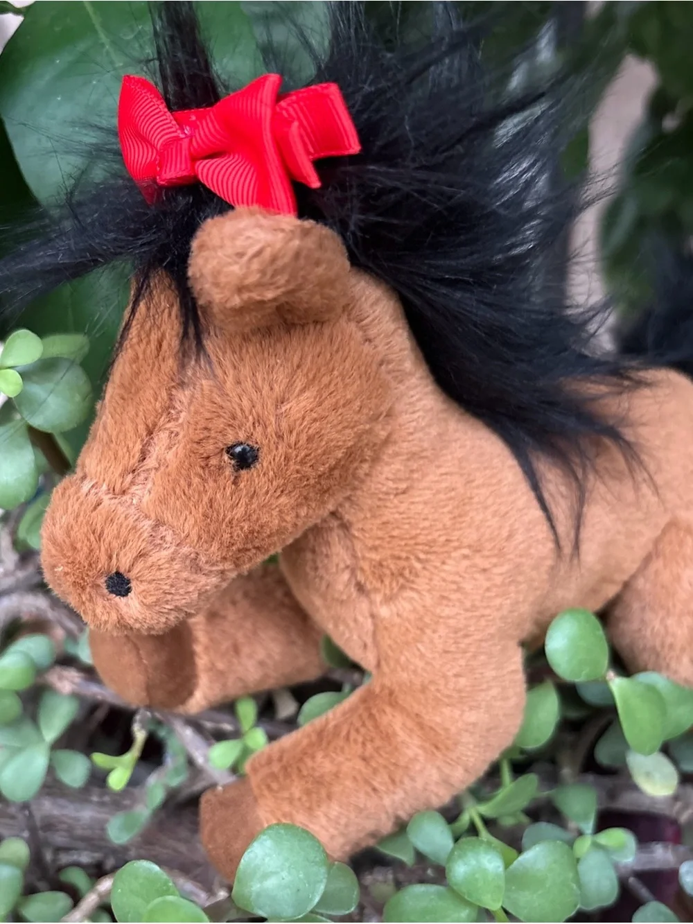 Jellycat RETIRED Small CLOVER PONY Bay Brown Black Mane Tail year of horse EUC